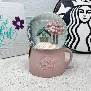 Starbucks Sakura Cherry Blossom Tree & Starbucks Shop Snow Globe, 2021